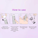 Step-by-step how-to-use guide for a ladies electric shaver, showing correct handling technique